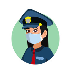 Isolated police wearing a face mask - Vector illustration