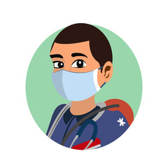 Isolated paramedic wearing a face mask - Vector illustration