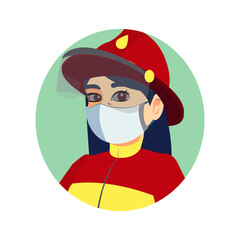 Isolated firefighter wearing a face mask - Vector illustration