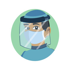 Isolated doctor wearing a face mask - Vector illustration