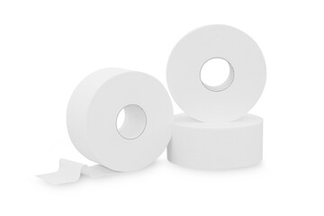 Roll of soft toilet paper isolated on white background