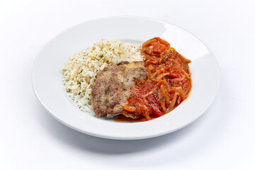 meat with rice and vegetables