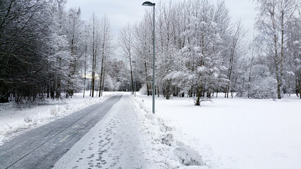 Beautiful Estonian winter in park Kadriorg.