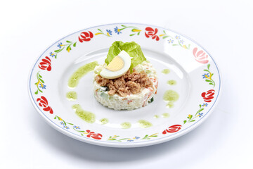 tuna salad on the white background