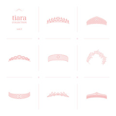 ティアラのコレクション2　線画イラスト_ピンク © green-ASH