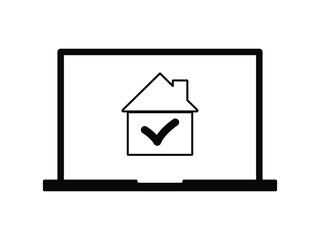 laptop computer house icon