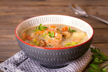Shrimp chowder with  crab meat