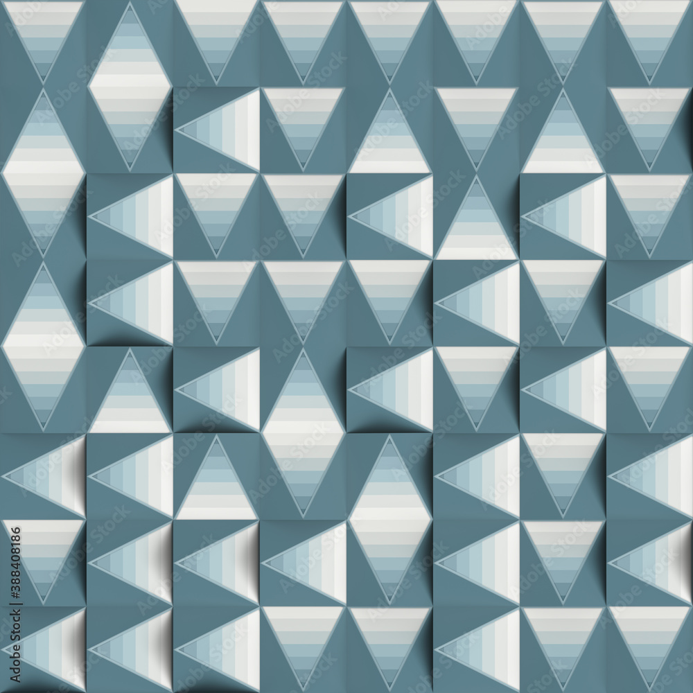 Aufkleber Trendy colored pattern of randomly spaced triangles. 3d rendering abstract composition. Modern art design