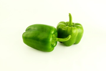 green pepper or bell pepper shoot under soften diffuse light on white background