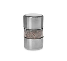 Black salt in grinder isolated on white
