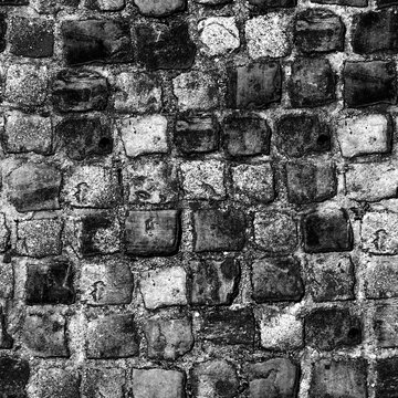 8K cobblestone pavement floor roughness texture, height map or specular for Imperfection map for 3d materials, Black and white texture