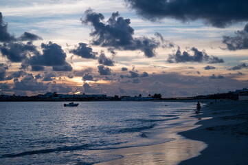 Sunset on Simpson Bay on the Dutch Caribbean island of Sint Maarten