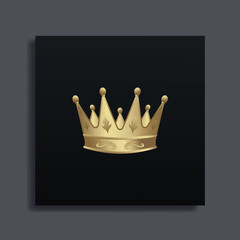 Crown with golden gradient mesh color, Vector Illustration
