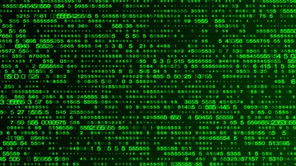 Digital background green matrix. Matrix background. Binary computer code. Hacker coding concept. 3D rendering.