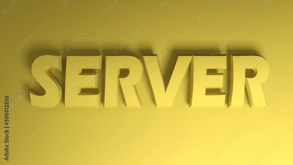 Poster the banner write server passing from right to left side, on yellow background - 3d rendering animati