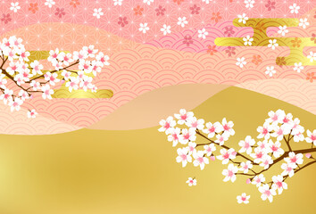 桜　和柄　年賀状　背景
