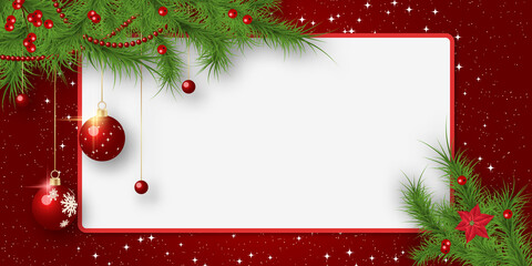 Fototapeta na wymiar Christmas and New Year vector background with stars and winter decor