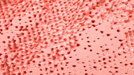 close up of creamy pink plastic wall with holes background texture