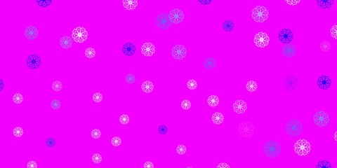 Light pink, blue vector natural layout with flowers.