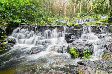Waterfall in Namtok Samlan National Park. Beautiful nature at Thailand.