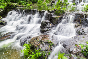 Small Waterfall in Namtok Samlan National Park. Beautiful nature at Thailand.