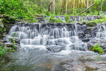 Waterfall in Namtok Samlan National Park. Beautiful nature at Thailand.