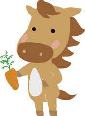 うま　男の子と人参