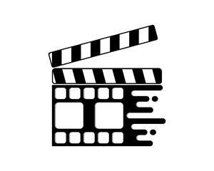 Fototapeta premium Combination movie clipboard with reel movie logo