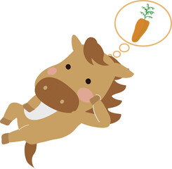 うま　男の子　ごろ寝