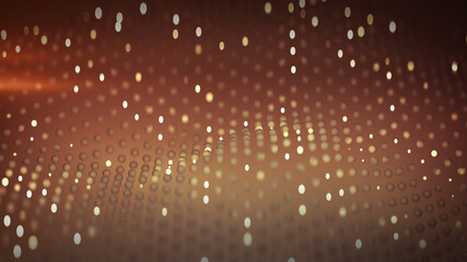 Floating mesh of red particles 3D render