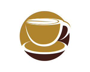 Coffee cup inside the circle logo
