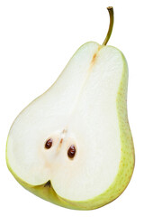 Fresh pears isolated on white background, Green pear with cut piece on a white with clipping path 