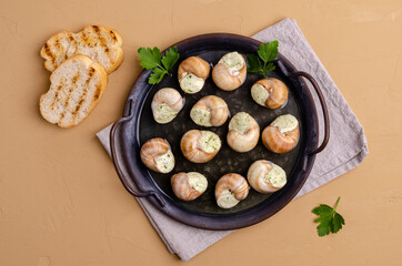 Traditional escargot with garlic butter