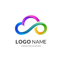 cloud logo design with 3d colorful style