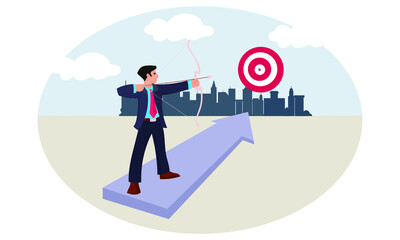 Businessman/employee bow the target. Vector flat Illustration design concept