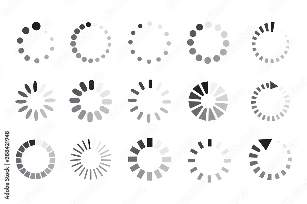 Aufkleber vector bootloader icons. buffering circular signs. website loading symbol. illustration of waiting f