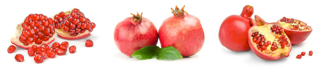Group of pomegranates isolated on a white cutout
