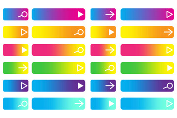 Obraz premium Rectangular web buttons. Vector multicolored icons for clicking on the site. Bright navigation symbols. Stock image. EPS 10