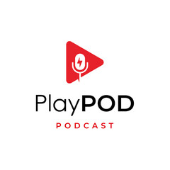 play media with podcast logo design inspiration