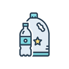 Color illustration icon for plastic