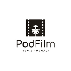 film strip with mic for podcast logo design