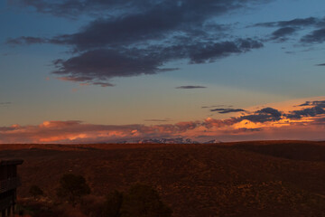 Sunset over mountains in Mesa Verde National Park, Colorado, USA