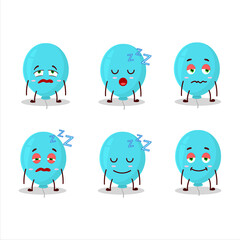 Cartoon character of blue balloon with sleepy expression