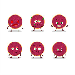 Cranberry pie cartoon character with nope expression