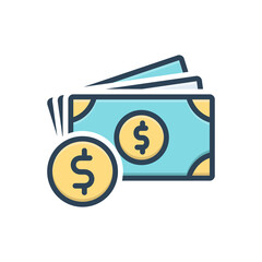 Color illustration icon for money