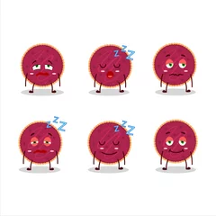 Fotobehang Cartoon character of cranberry pie with sleepy expression © kongvector