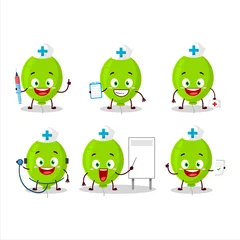 Fotobehang Doctor profession emoticon with green balloon cartoon character © kongvector