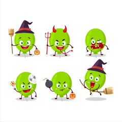 Obraz premium Halloween expression emoticons with cartoon character of green balloon