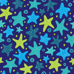 Fototapeta na wymiar Seamless pattern with starfish.