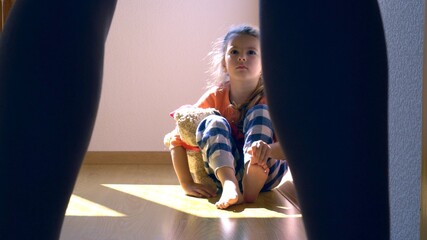 Portrait of little mixed race girl.